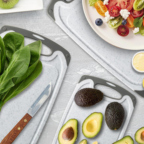 Cutting Board for Kitchen, Large-Small Marble Cutting Boards Set of 3, Non-Slip, Dishwasher Safe (Marble White).