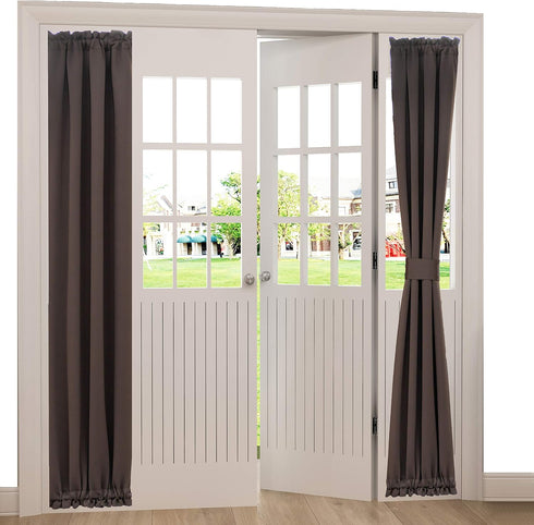 Aquazolax Blackout French Door Curtain, 25x72 Inches, Blackout Drapery for Privacy, 1 Panel, Toffee Brown