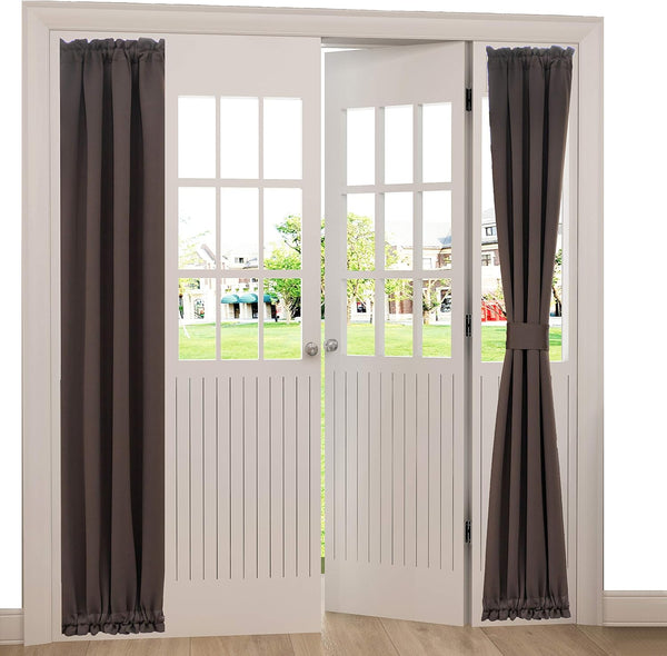 Aquazolax Blackout French Door Curtain, 25x72 Inches, Blackout Drapery for Privacy, 1 Panel, Toffee Brown