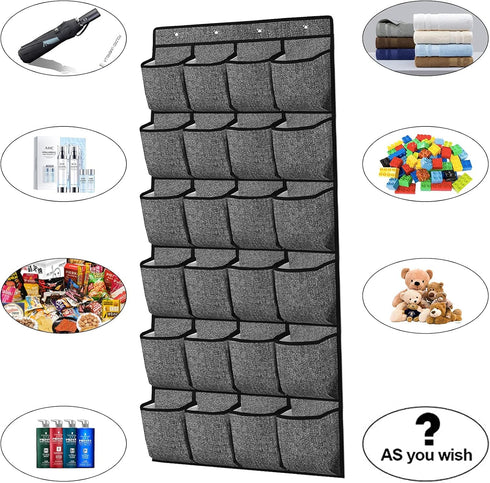 homyfort Over the Door Shoe Organizer, Hanging Shoe Rack Storage Holder with 24 Large Pockets