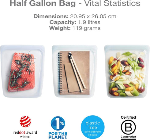 Stasher Stsb03 Silicone Bag, Large/Half Gallon, Transparent