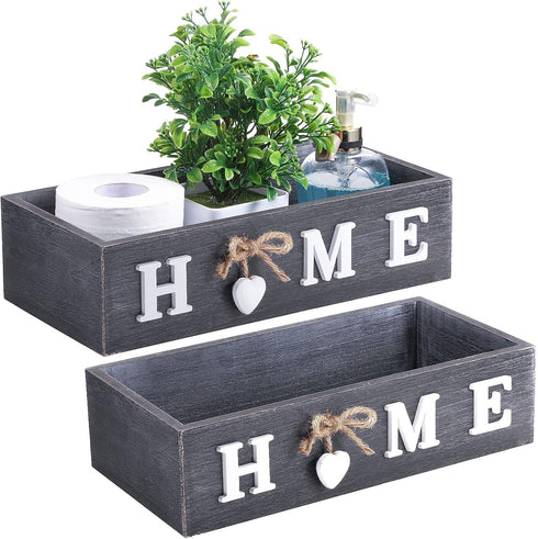 Bathroom Decor Box, Toilet Paper Storage Box with Home Sign, Rustic Paper Holder for Farmhouse