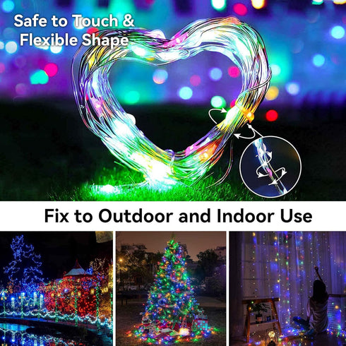 2 Pack 100 Fairy Lights Battery Operated String Lights LED Waterproof Copper Wire Twinkle Christmas Light with Timer