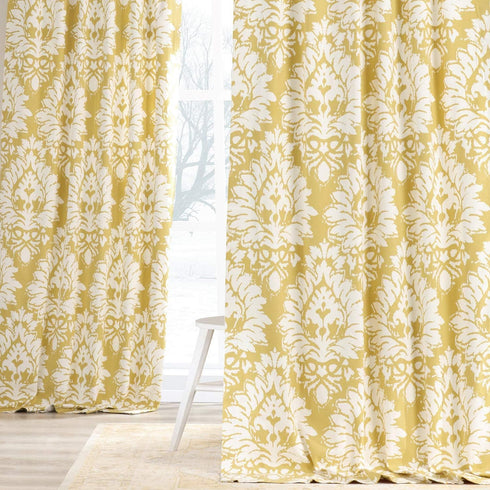 HPD Half Price Drapes Luxury Damask Cotton Curtains, 108 Inches Long, Room Darkening, 50W x 108L, Lacuna Sun Damask