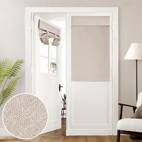 HOMEIDEAS 100% Natural Linen Blackout French Door Curtains, 26 X 40 Inch Room Darkening Curtains (1 Panel)