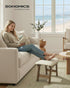 9.8 15.4 11.8 Inches, Summer ULSF052LF01 SONGMICS Foot Stool Ottoman, Padded Foot Rest Under Desk with Solid Wood