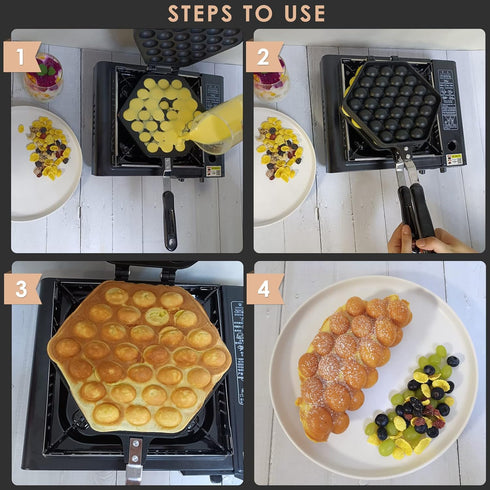 MAOPINER Bubble Waffle Maker Pan, Non-stick Double Side Egg Waffle Maker for Breakfast Lunch