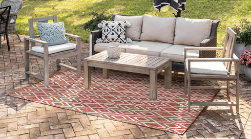 Jill Zarin Outdoor Collection Area Rug - Turks and Caicos (2' 2" x 3' Rectangle Rust Red/Ivory) by Unique Loom