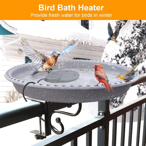 250W Chicken Water Heater w/Thermostat, Aluminum Cast Bird Bath Heater & Pond Deicer, Winter Trough Heater for Poultry