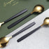 Homquen 6 Pieces Black and Gold Plating Coffee Spoons, 6.3" Modern Design Stainless Steel Tea Spoons Set