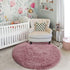 5Ft Blush Fluffy Round Rug for Bedroom, Fuzzy Plush Circle Area Rugs for Baby Kids Room Decor Aesthetic, Shaggy