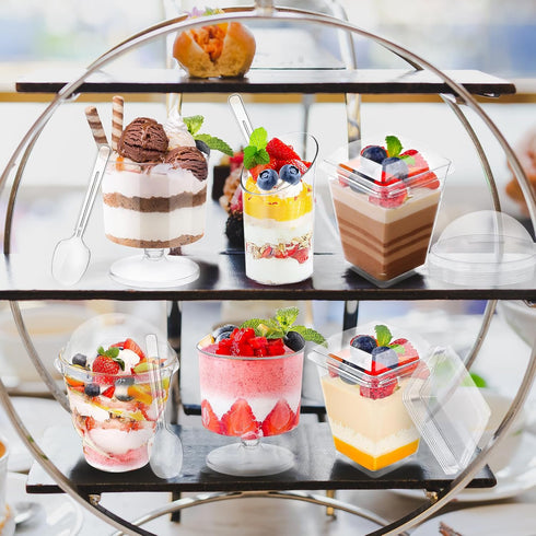 380 Pack 5 oz LifeIdeas Mini Dessert Cups with Spoons and lids, Mini Clear Parfait Cups, Shooters Cups for Party, Round