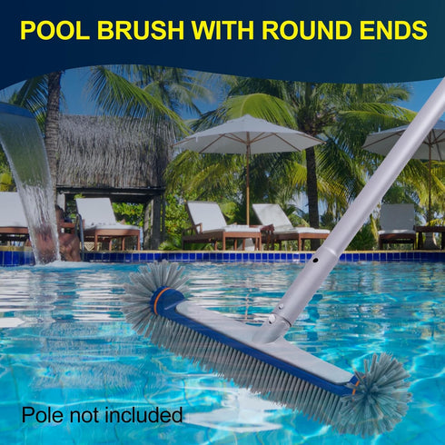 360 17.5" POOLAZA Degree Pool Brush - Heavy Duty Pool Brush Head for inground Pools/Above Ground Pools, Spa, Hot Tub