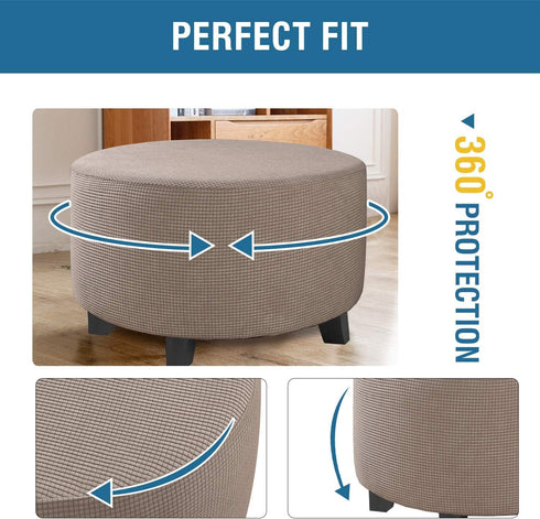 ADPON Ottoman Cover Stretch Ottoman Slipcover Round Ottoman Storage Cover Folding Stool Covers Furniture Protector