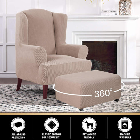Stretch Ottoman Cover Ottoman Slipcovers Rectangle for Living Room Foot Stool Stretch Covers to Fit Ottoman Foot Rest
