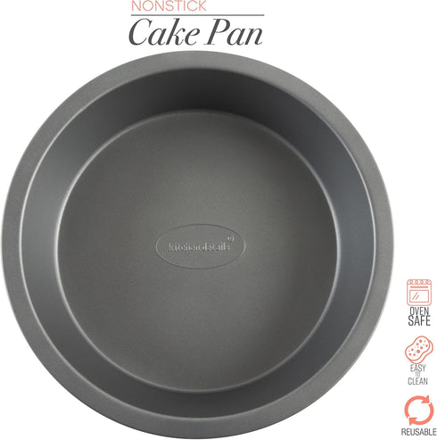 Kitchen Details 9.5 Inch Round Cake Pan | Nonstick | Creates Even Heating and Browning | Durable | Easy to Clean | Oven Safe up to 500 Degrees | Kitchen | Bakeware | Gray by Kitchen Details