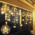 Aprjv 96 String Lights LED Curtain Light, LED Fairy Hanging String Lights Waterproof Christmas Snowflake Lights