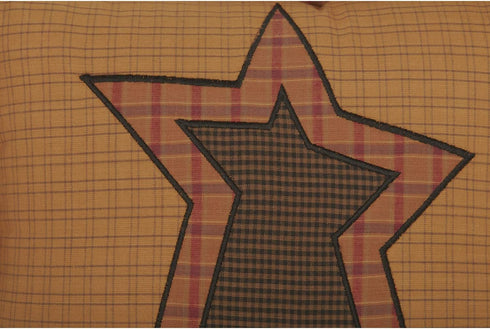 VHC Brands Stratton Applique Star Pillow - 12x12 Country Primitive Bedding Accessory in Tan