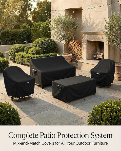 Yagvany 600D 22 22 18 Inch, Square Waterproof Patio Ottoman Cover, Heavy Duty Outdoor Furniture Cover with Windproof