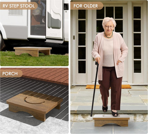 3.5" Y&M One Step Stool for Adults Seniors, Waterproof HDPE Bedside Support Step Stool with Non-Slip Foot, Heavy Duty