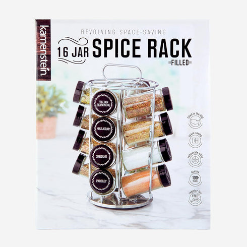 16 Countertop 5 Kamenstein Jar Montauk Revolving Spice Rack Organizer with Spices Included, FREE Spice Refills