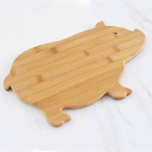 Totally Bamboo Pig Shaped Bamboo Wood Cutting Board and Charcuterie Board