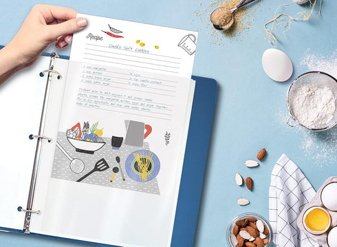 Recipe Sheet Protectors Full Page: 8.5 x 11 inch, 30 Pack, Heavyweight Top Load for Recipe Binders