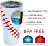 Urbanifi 30 oz Baseball Tumbler with Straw, Lid, and Cleaner | Stainless Steel Insulated Travel Coffee Mug