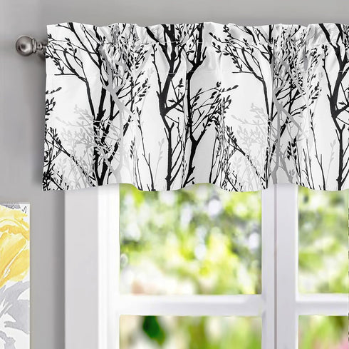DriftAway Tree Branch Abstract Ink Printing Lined Thermal Insulated Window Curtain Valance 52 Inch by 14 Inch