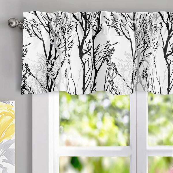 DriftAway Tree Branch Abstract Ink Printing Lined Thermal Insulated Window Curtain Valance 52 Inch by 14 Inch