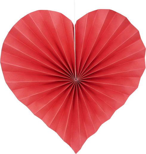 Red Heart Valentines Party Hanging Decorations, 6pc Paper Fans for Wedding Anniversary Bachelorette Baby Shower