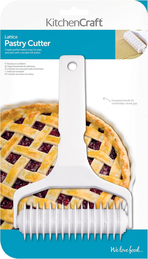 KitchenCraft Lattice Pastry Cutter Wheel, Plastic, White, 21 x 13 cm