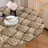 COKCOKR 36"-44" Polyester Fabric Round Table Cover,Jute Woven Texture Tablecloth Natural Beige Braided Tablecloths