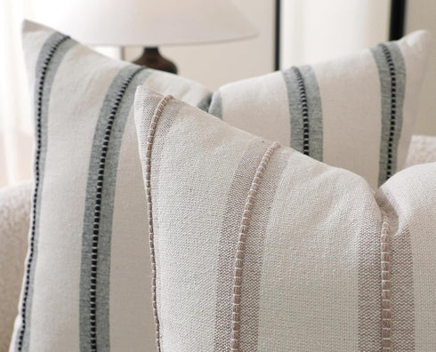 22x22 Set 2, Cethom Boho Throw Pillow Covers of Taupe Striped Decorative Pillow Cases for Couch Chair Bed, Textured