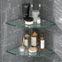 decorstat 2 Pack 8MM-Thick Corner Glass Shower Caddy Tempered Glass Shelf No Drilling Wall Mount Corner Mounted Shelves