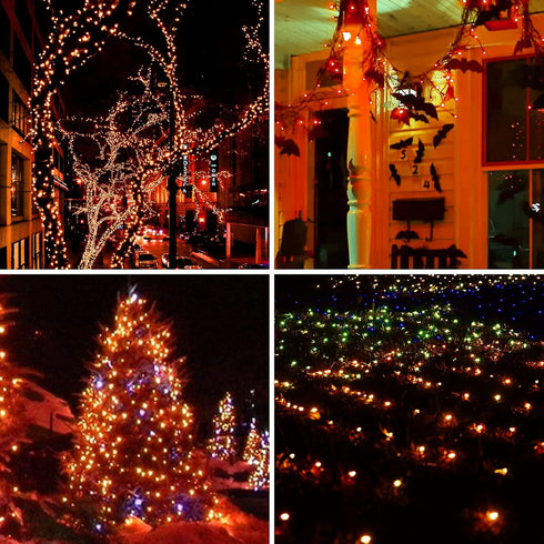 Bulb 100 Brown Wire,Orange,Incandescent Mini String Lights for Indoor Halloween Tree Home Party Festival Decoration