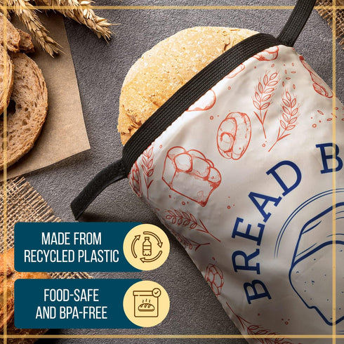 Pack 3, 17.5 12 1 Gusset IMPRESA Reusable Bread Bags - Dual Seal Sourdough Storage & Bread Machine - Dishwasher