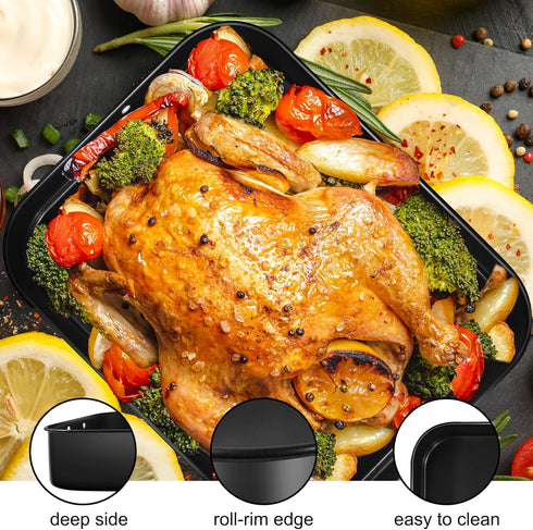 Lasagna Pan Deep, 16x12x3 Inch - Baking Pan for Oven, Nonstick Bakeware Set for Roasting & Brownies