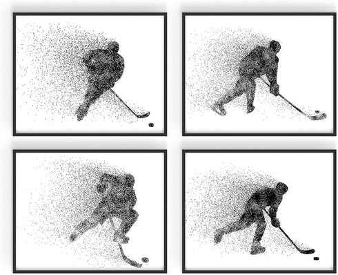 Set of 4 Unframed Hockey Wall Art Prints (8x10) - Ice Hockey Posters for Bedroom, Man Cave, Decor for Kids