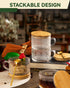 Semderm Set 4, 14oz Vintage Glass Coffee Mugs of Overnight Oats Containers with Bamboo Lids and Spoons - Clear Tea Cups
