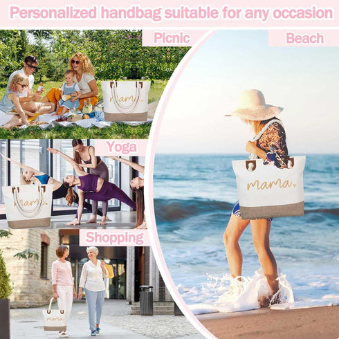 GhvyenntteS Mama Bag, Mothers Day Gifts for Mom Grandma, New Mom Gifts, Mom Tote Bag with Zipper for Hospital