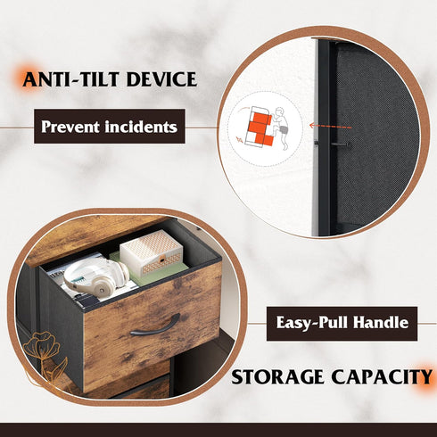 3 Closets, WLIVE Dresser with Drawers, Fabric Nightstand, Organizer Storage Dresser for Bedroom, Hallway, Entryway