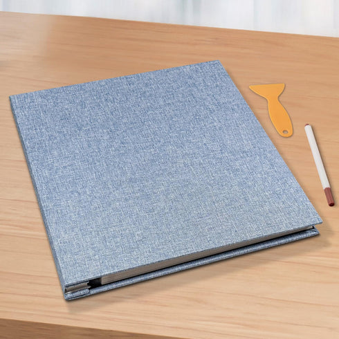 Large Self Adhesive Photo Album - Scrapbook for 4×6, 5×7, 8×10 Pictures, DIY Magnetic Linen Cover, 40 Pages