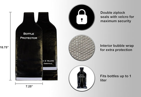 Reusable Wine Bottle Protector (4 Pack) - Double Air Bubble Cushion Bags for Safe Travel - Great Gift for Wine Lovers