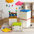 SHIMOYAMA Folding Storage Box for Duplo Blocks, 26 Qt. Foldable Toy Container, Blue with Building Lid