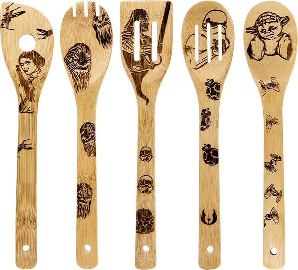 Star War Wooden Spoons Kitchen Cooking Utensils, Bamboo Utensil Set for Cooking, Heat Resistant for Non-Stick Cookware