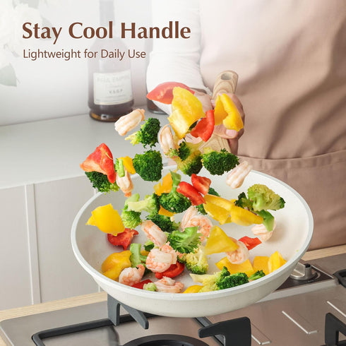 9.5 Inch SENSARTE Nonstick Ceramic Frying Pan Skillet with Lid, Omelet Pan, Healthy Non Toxic Chefs Pan, Induction