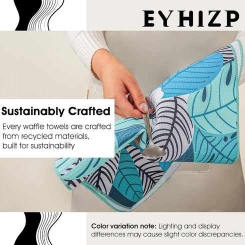 EYHIZP Set 4 Pack 15.7" 27.6" Waffle Kitchen Towels of x Quick Dry Microfiber Tea Dish Towel with Hanging Loop, Ultra
