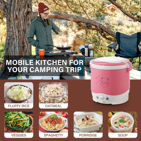 Cooker,12v OSBA Small Rice Portable Travel Rice Cooker For Car, Cooking Heating and Keeping Warm Function, Can be Used