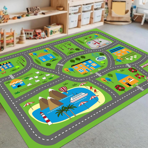 78.7"X 59", 78.7X 59 INCH) Kids Car Playmat Kids Rug for Playroom Car Mat Town City Road Traffic Rugs, Play Mat